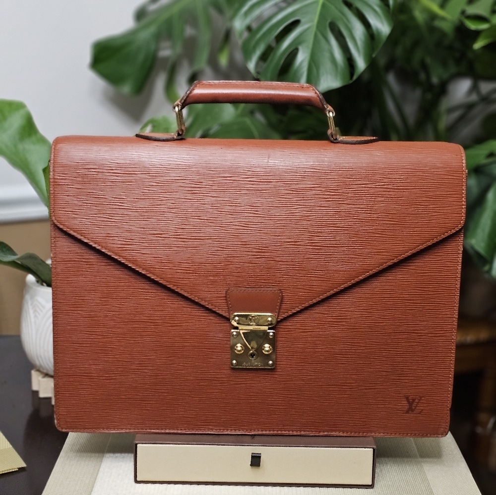 #00520-0588 LOUIS VUITTON EPI LEATHER DOCUMENT BAG KENYAN BROWN - Picture 1 of 14